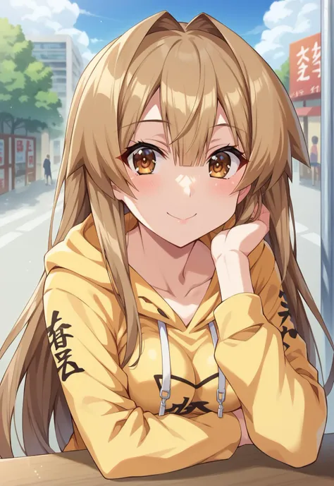 score_9, score_8_up, score_7_up, source_anime, high detail, detailed face, source_anime,
BREAK 1girl, solo, long hair, brown hair, brown eyes, san, medium breasts,<lora:LunaSan:1>,
BREAK stylish outfit, hip hop,print hoodie,ashionable accessories, hip hop jewelry, face-to-face, cafe, cute smile, closed mouth, urban Japanese city, sitting at a table, face to face, upper body, looking at viewer, happy eyes,