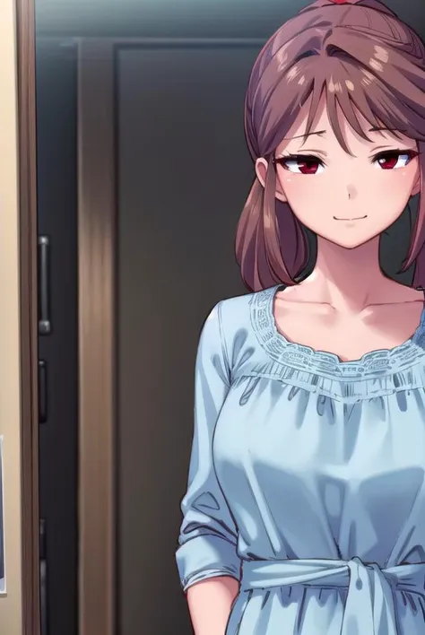 osananajimimei, <lyco:osananajimimei-lyco-nochekaiser:1>,
osananajimi mei, long hair, brown hair, ponytail, sidelocks, (red eyes:1.5), <lora:sensualface_type4:0.8>, smile,
BREAK dress, collarbone, blue dress,
BREAK indoors,
BREAK looking at viewer, (cowboy shot:1.5),
BREAK <lyco:GoodHands-beta2:1>, (masterpiece:1.2), best quality, high resolution, unity 8k wallpaper, (illustration:0.8), (beautiful detailed eyes:1.6), extremely detailed face, perfect lighting, extremely detailed CG, (perfect hands, perfect anatomy),