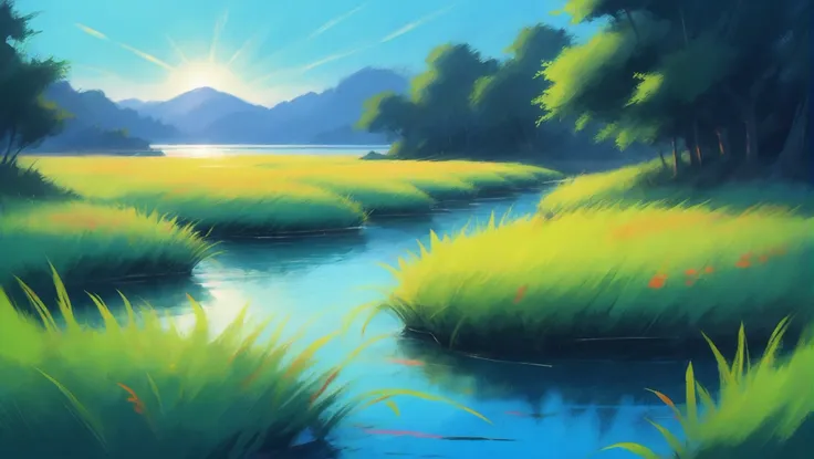 oil pastel chalk sketch, anime style, (soft digital painting:2.2), Seagrass Bed<lora:EnvyStarlightVibrantImpressionism01b:0.5><lora:EnvyStarlightMidCenturyScifi01:0.5><lora:EnvyStarlightScifiAesthetic26:0.5><lora:EnvyStarlightPastelChalk01:1>