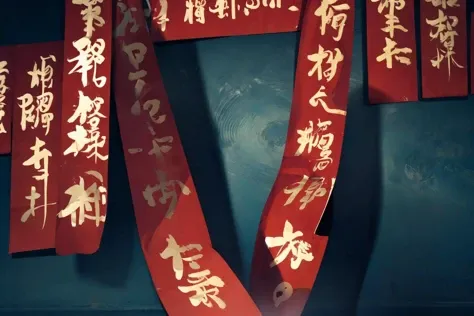 no humans,<lora:0140 Chinese couplets_v1:1>,ruanyi0140,text focus,red theme,, best quality,masterpiece,highres,official art,extremely detailed cg unity 8k wallpaper