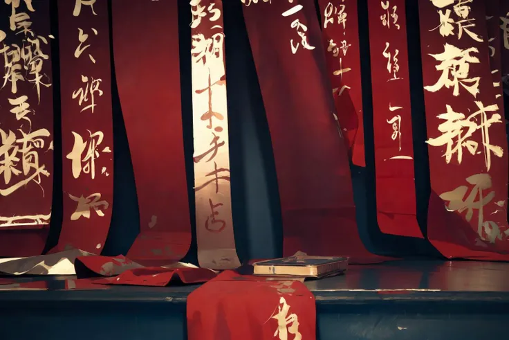 no humans,<lora:0140 Chinese couplets_v1:1>,ruanyi0140,text focus,red theme,, best quality,masterpiece,highres,official art,extremely detailed cg unity 8k wallpaper