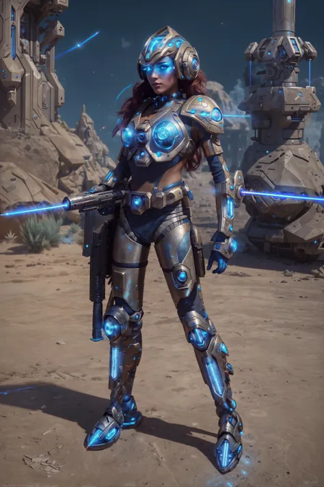 photograph of (young woman:1.25), 1girl, (standing with a (laser rifle in hand, action pose):1.3), (eyeliner, strong makeup), [KhalaiAI <lora:KhalaiAI:0.8> with a helmet in a spaceship], (disheveled Red hair), choker, hip belt, futuristic helmet, tattoos, choker, hip belt BREAK (Cyan:1.2) futuristic shoulder pads, gauntlets, armor pieces BREAK   (professional DSLR photo), sharp focus, 8k uhd, dslr, soft lighting, high quality, (photorealistic:1.3), intricate detail, detailed facial features, high detail, smooth, aesthetic, extremely detailed, [by greg rutkowski:0.5], [by Boris Vallejo:0.5], [by luis royo:0.3]