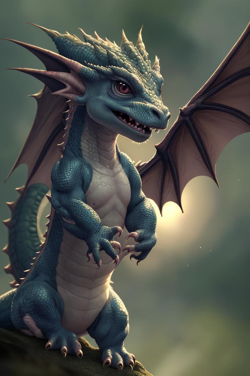 A close up of a dragon with a very big wing - SeaArt AI