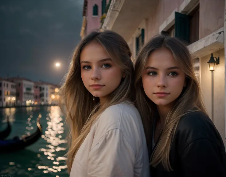 <lora:izaandelle:1> 2girls, izaandelle twins, 1girl, (solo:1.1), raw photo, beautiful, supermodel, light makeup, dawn, Venice, gondola, (soft lighting), Porta 160 color, shot on Leica T, sharp focus on subject, shot by Candida Hfer, (cinematic), colorful dress, pink&black theme, (vibrant color), (sharp), exposure blend, bokeh, (hdr:1.4), high contrast, (muted colors, dim colors, soothing tones:1.3)