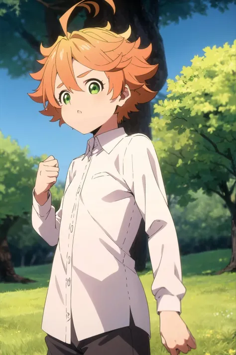 promisedNeverland masterpiece, best quality, 1girl + 1boy, green eyes, forest, nude, number tattoo, having sex with a brown boy, short hair, orange hair, tree, smile, ahoge, upper body, open mouth, outdoors, public sex, anal, cowgirl position, cowgirl sexx, anal sex, large dark penis, big penis, sex, oewnis in ass, penatration, sex  
