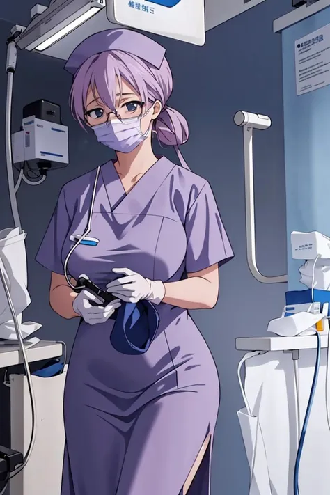 (RAW photo, best quality), operating room, overhead surgical light,blurred background, focused, dithering,backlighting,
 <lora:surgical_nurse_PPT_V1.0-000006:0.8> surgical_nurse_ppt, 1girl, surgical mask, gloves,long dress, nurse, 
 <lora:Kaname_Shinohara_v1.3:0.5>kaname shinohara,glasses