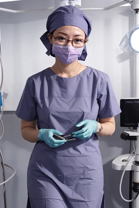 (RAW photo, best quality), operating room, overhead surgical light,blurred background, focused, dithering,backlighting,
<lora:surgical_nurse_PPT_V1.0-000006:0.8> surgical_nurse_ppt, 1girl, surgical mask, gloves,long dress, nurse,
<lora:Tomomi Kii:0.6> 1girl, 3dcg 08, aqua hair, bangle, collarbone, glasses, green eyes, hairband, medium breasts, necklace, semi-rimless eyewear, short hair, sidelocks, solo, tomomi kii, under-rim eyewear,