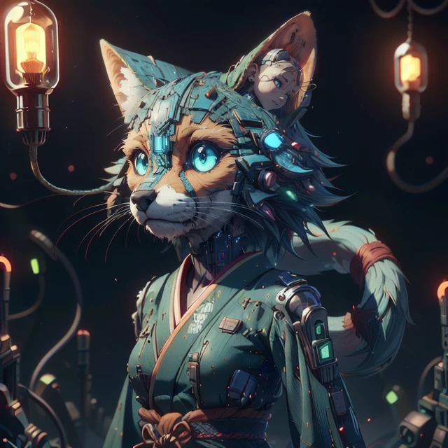 <lora:CircuitryTech-20:1.3> circuitrytech a-kitsune-wearing-a-kimono-Inspired-by-traditional-Japanese-attire-that-integrates-CircuitryTech.-The-silk-fabric-is-interwoven-with-conductive-threads-allowing-the-wearer-to-manipulate-the-dressâs-appearance-With-a-gesture-she-can-shift-the-pattern-from-cherry-blossoms-to-binary-code-from-serene-landscapes-to-glitchy-glitches.-The-obi-belt-doubles-as-a-touch-sensitive-control-panel-granting-her-mastery-over-her-sartorial-canvas. <lora:AdvancedEnhancer:0.8> <lora:RPGWerefox:0.38> werefox