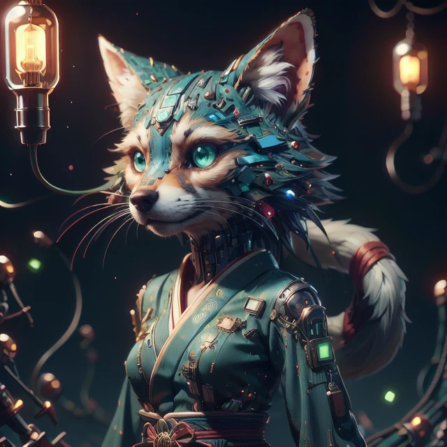 a-kitsune-wearing-a-kimono-Inspired-by-traditional-Japanese-attire-that-integrates-CircuitryTech.-The-silk-fabric-is-interwoven-with-conductive-threads allowing-the-wearer-to-manipulate-the-dressâs-appearance With-a-gesture she-can-shift-the-pattern-from-cherry-blossoms-to-binary-code from-serene-landscapes-to-glitchy-glitches.-The-obi-belt-doubles-as-a-touch-sensitive-control-panel granting-her-mastery-over-her-sartorial-canvas. <lora:CircuitryTech-20:1> circuitrytech <lora:AdvancedEnhancer:0.8> <lora:RPGWerefox:0.18> werefox