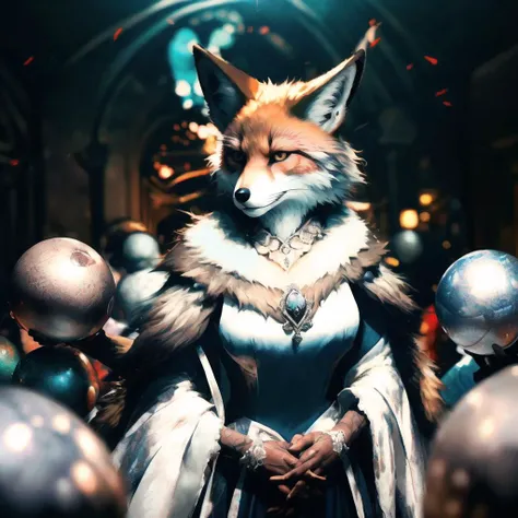 highly detailed full color candid photo of a (werefox:1.2), 1girl, in front of a crowd, full body, (ball gown dress:1.2), white fur,
(masked ball, baroque place:1.2),
realistic, depth of field, blurry background, photorealistic, analogue photography, low key lighting, <lora:RPGWerefox:0.7>