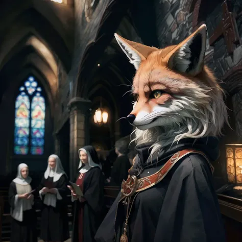 highly detailed full color candid photo of a (werefox:1.2), 1girl, nun, full body, detailed face, (church:1.2),
realistic, depth of field, blurry background, photorealistic, analogue photography, low key lighting, <lora:RPGWerefox:1.0>