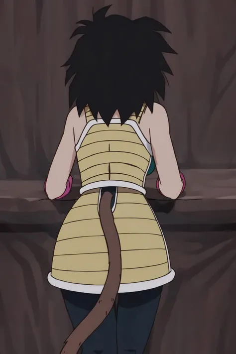 source_anime, score_9,score_8_up, score_7_up, ginedb, anime screencap,
1girl, bent over, solo, bare shoulders, cave interior, black hair, monkey tail, ass, from behind, black pantyhose, thigh gap, green skirt, green saiyan armor, saiyan armor, medium hair, spiked hair
<lora:gine_pony_v1:1>