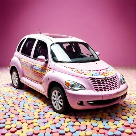 pt cruiser made of candyhearts, <lora:Candyhearts.:0.8>, anime