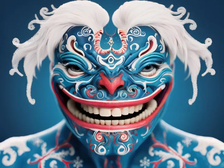 ectoplasmic mammalian neuroanatomist smile, tattoo's in blue Christmas pattern