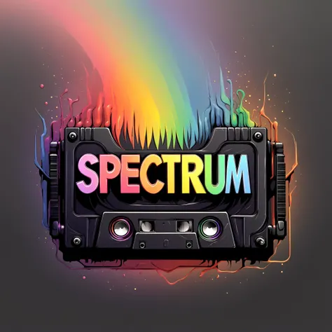 "SPECTRUM" text logo, black, rainbow, pastel, mixtape, 80s style