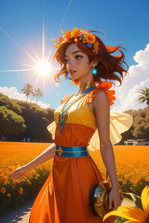 ma1s1e_n0texist, (by David Finch:1.3) and (Thomas Heatherwick:0.8) , colorful Vector Art, artistic Photograph, surreal, High exposure of a Sultans Conscious broad-shouldered Gamer ([Sione|James] of Life:1.3) , he is from the 1300's, he is screaming, Sione is Frolicking in a Hollywood Walk of Fame, dressed in a very Figural [Atmospheric|Delicate] fluorescent orange Cosplay costume from the Jazz Age, Sione has Filipino hair, Sione has a Morbid [Australian|French] Rainbow Flower Crown, Lip Ring, DayGlo orange trees and flower field, Sunny, Wide view, Contemporary, Lonely, Primitivism Art, Lens Flare, Slow Shutter Speed, Fujicolor C200, Depth of field 100mm, Vibrant Color, fairy tale, nightmare fuel, realistic and detailed, perfect skin, professional, 64K, celestial