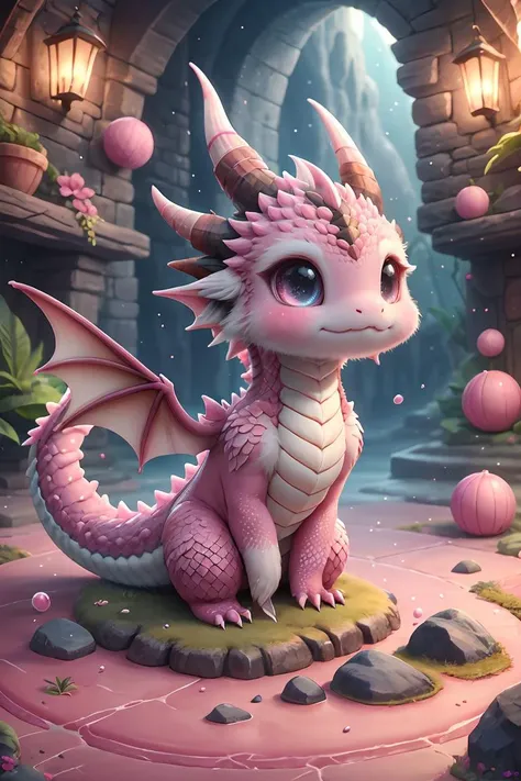 ral-smoldragons, a small pink dragon sitting on a pink surface <lora:ral-smoldragons:0.8>,best quality,masterpiece