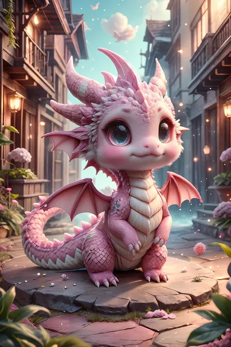 ral-smoldragons, a small pink dragon sitting on a pink surface <lora:ral-smoldragons:0.9>ï¼best quality,masterpiece,