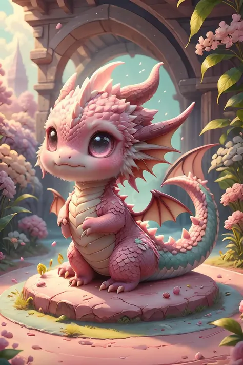 ral-smoldragons, a small pink dragon sitting on a pink surface <lora:ral-smoldragons:0.8>ï¼best quality,masterpiece, <lora:GelatoStyle:0.5>