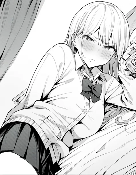 score_9, score_8_up, score_7_up, source_anime,
gyaruharuka, <lora:gyaru-haruka-manga-ponyxl-lora-nochekaiser:1>,
gyaru haruka, long hair, bangs, earrings, mole, mole under mouth, monochrome, greyscale,
skirt, shirt, bow, school uniform, pleated skirt, open clothes, socks, collared shirt, bowtie, cardigan,
indoors, bed, bed room, on side, blush, drunk,
looking at viewer, solo, cowboy shot, dutch angle,