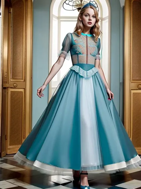 alice in wonderland, sheer dress