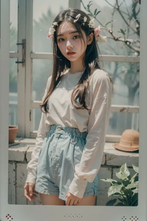 (by Callie Fink:1.1) , 1girl, korean cute Ethereal Female, Foggy conditions, Trendercore, side light, film grain, Instax, rich color