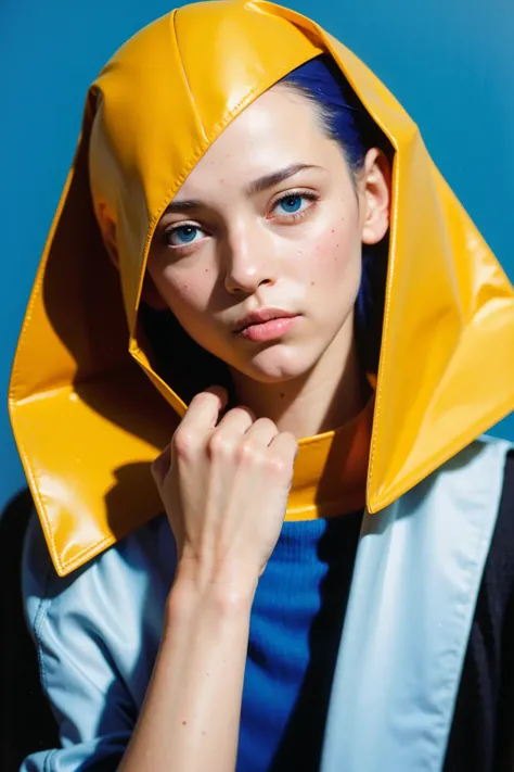 in the style of cyberpunk futurism, african influence, etam cru, light blue and gold, michael creese, steelpunk, michael hussar, white background