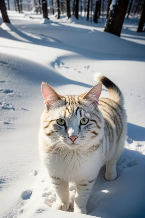 Ultrasharp photography, hd wallpaper inspired by the national geographic award winning nature, whitesnow cat, close up, highres, high detailed, chiaroscuro lighting, high contrast,