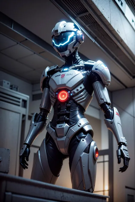 (scifi spaceship environment), sci-fi, extremely detailed, detailed suit, void, (masterpiece,best quality:1.3), (ultra-detailed:1.3), (highly detailed CG illustration), (an extremely delicate and beautiful),from side,cinematic light,(1mechanical girl),solo,full body,(machine made joints),machanical limbs,blood vessels connected to tubes,mechanical vertebra attaching to back,(mechanical cervial attaching to neck),wires and cables attaching to neck and body ,character focus,science fiction,RAW photo, cinematic masterpiece, majestic epic composition, (movie scene), full shot, epic dynamic frame, dynamic pose, motion blur, sci-fi, cyber, (((cienatic look))), rim light, film grain, natural skin texture, 24mm, bokeh, 4k textures, (skinny, slim), (highly detailed worn metal texture:1.3), <lora:add_detail:0.75>