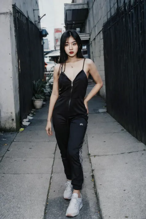 (((young girl focus))), solo, 1girl, (masterpiece:1.4, best quality), (intricate details), ((upper body:0.8)), unity 8k wallpaper, ultra detailed, Game-changing, sexy allure, dynamic pose, boss mode, gang signs, Graphic print jumpsuit and sneakers, jewelry, fringe, absurdly long hair, pink, (Hip Hop Art:1.2), (George Dubose:1.4), tattoos, villain, streetgang, secret alleyway, <lora:InstantPhotoX3:0.8>, looking at viewer, ((dynamic pose))
<lora:VietnameseDollLikeness-v1.0:0.6>,, (masterpiece,best quality:1.5)