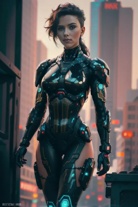 Cyberpunk ((oil painting)) of ((attractive female modern military with with cybernetic limbs part cyborg on patrol)), cinematic, dynamic pose, fine details, reflections, 8k, ((dark shot)), soft volumetric lights, (backlit:1.3), (photorealistic:1.3), (Style-Glass), hdr, antialiased, 8k, ((syd mead)), sharp details, detailed background, ((masterpiece)), (painterly), (good anatomy), (good proportions), (good composition), (dramapaint), (analogue style), (empty hands), (futuristic scifi background), (photorealistic:1.5), (perfect body, perfect legs), <lora:Scarlett Johansson:0.8> skswoman <lora:CyberPunkV2:0.3> 7Cy6er7P0nk9 <lora:Neon_Barbarian:0.8> neon babe, cyber bodysuit, barbarian_woman, cyberpunk , Cyberpunk, often for dystopian futures, cybernetic technology, or urban landscapes.