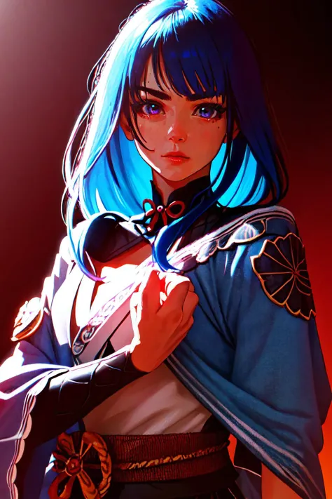 Highly detailed, High Quality, Masterpiece, beautiful, AOTSalute, <lora:AOTSalute:1.3>, solo, 1girl, Raiden_Shogun_\(genshin impact\), Raiden_Shogun:1.2, blue hair, long hair, <lora:Char_GenshinImpact_RaidenShogun:0.8>