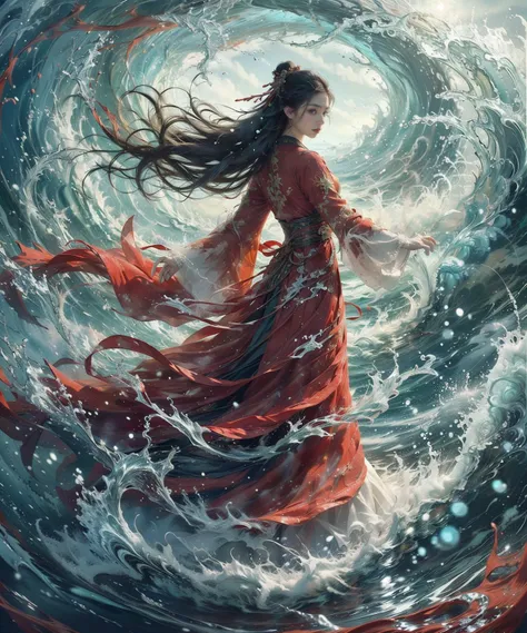 haifeisi,1girl,long hair,solo,waves,water,black hair,chinese clothes,dress,hair ornament,red dress,wide sleeves,long sleeves,
Best quality,masterpiece,ultra high res,<lora:20240122-1705924259525-0015:0.65>,