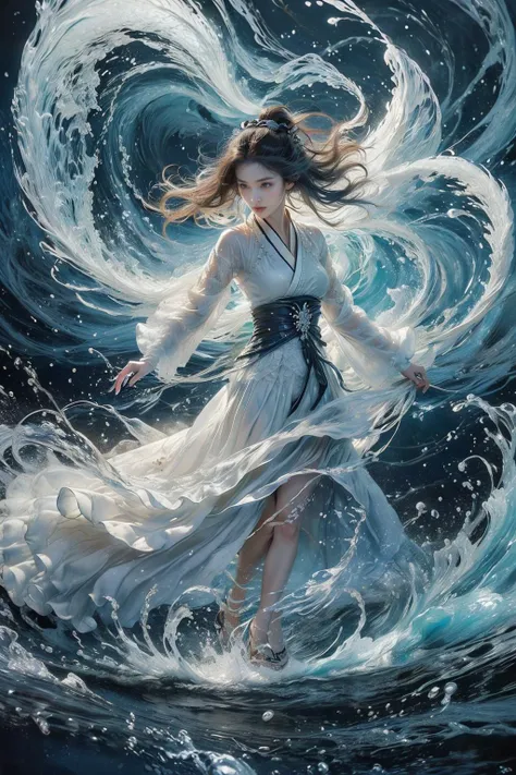 (masterpiece, top quality, best quality, official art, beautiful and aesthetic:1.2),(1girl:1.2),cute,extreme detailed,(abstract:1.4, fractal art:1.3),(silver_hair:1.1),fate \(series\),colorful,highest detailed,fire,ice,lightning,(splash_art:1.2),jewelry:1.4,hanfu,scenery,ink,full body,<lora:æµ·é£ä¸v4.1:0.65>,haifeisi,