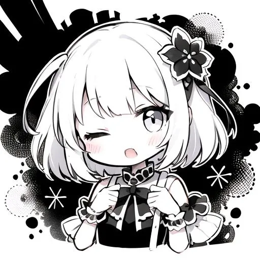 (monochrome:1.2),(ink sketch:1.1),girl,chibi,flower, one eye closed,
(white background:1.3),(abstract ink splash:1.2),(monochrome:1.1),