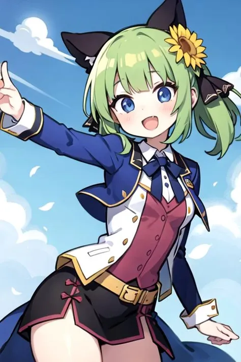 girl,solo,flower,happy,dynamic pose,