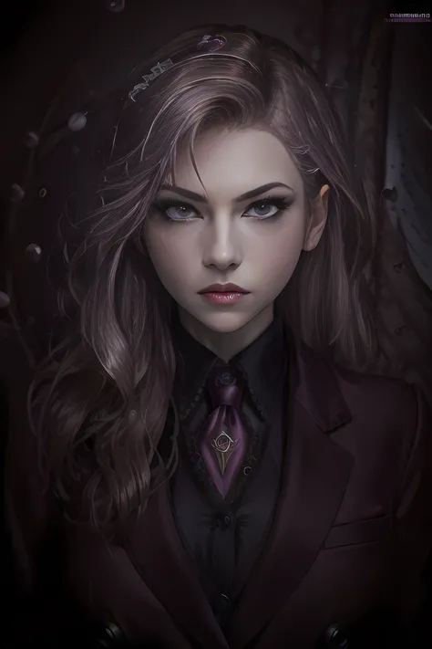(Award Winning Photo:1.3) of (Masterpiece:1.3),(Fearful:1) Katherine in a smart business suit,Highly Detailed,(Magenta hue:1),(close portrait:1.3),(Feminine:1.4),(beautiful:1.4),(attractive:1.3),handsome,calendar pose,perfectly detailed eyes,studio lighting,thematic background