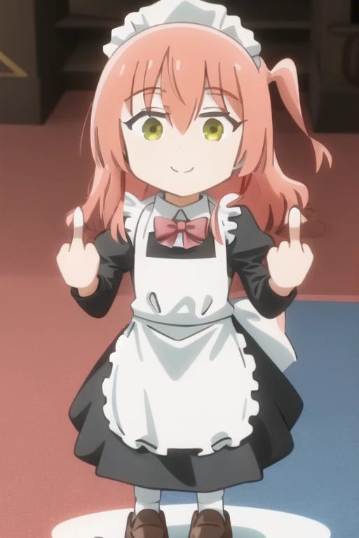 <lora:kita_ikuyo:0.85>,fullbody,1girl,red_hair, <lora:middleFingerLORA_midfingv1:0.8>,maid,smile,(holding_middle_finger:1.3), <lora:bocchiEdStyleLora_bocchiEdStyle:1>