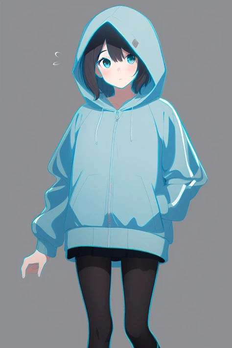 (best quality, masterpiece, highres),1girl,solo,short men's hair,tights,hooded_track_jacket,solo focus,simple background,
<lora:color stroke_v1.03:1>,aqua stroke,