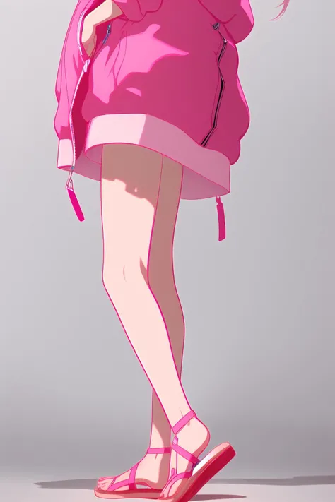 (best quality, masterpiece, highres),1girl,solo,single braid,flip flops,partially_unzipped,looking afar,simple background,
<lora:color stroke_v1.03:1>,pink stroke,