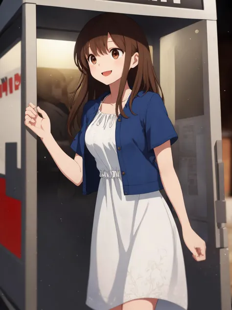 best quality, amazing intricate, cute girl, round eyes, medium breast,
happy, smile, brown hair, knees to chest, in a phone booth,
(looking away:1.2),
long hair, cornrows,
(single hair intake:1.2),
(low-tied long hair:1.1),
(cutting hair:1.2),
,
,
,
from front,
cowboy shot,
white dress,
sundress,
,