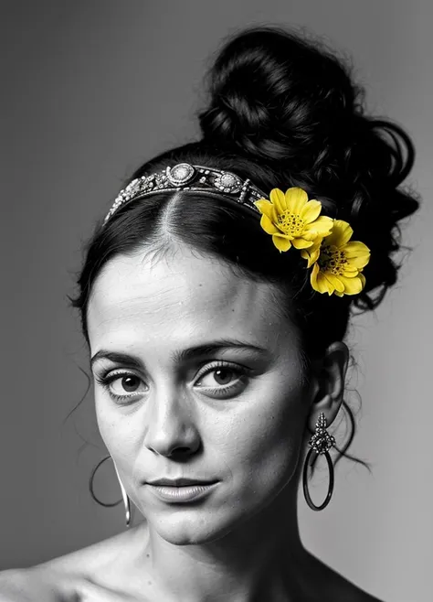 close up portrait of alicebraga-ti , by Flora Borsi, style by Flora Borsi, bold, bright colours, ((Flora Borsi)), by Ansel Adams