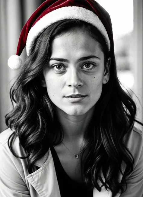 RAW photo of 20 years old alicebraga-ti, natural lighting, 8k uhd, dslr, high quality, film grain, Fujifilm XT3, <lora:add_detail:0.7>, by Ansel Adams, christmas theme, young