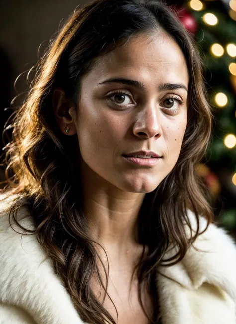 RAW photo of 20 years old alicebraga-ti, natural lighting, 8k uhd, dslr, high quality, film grain, Fujifilm XT3, <lora:add_detail:0.7>, by Jimmy Nelson, christmas theme, young