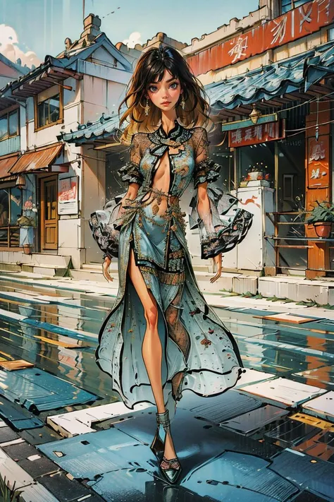 <lora:Yanxi_v1:0.8>,yanxi,1girl, solo, jewelry,(RAW photo, best quality), (realistic, photo-realistic:1.3), extremely delicate and beautiful, full body, Amazing, finely detail, masterpiece, ultra-detailed, highres,(best shadow),intricate,stunning skin details, Chinese classical architecture as the background,fine art photography, romantic depictions of historical events, exquisite clothing detail, sharp focus, 8k UHD, DSLR, high quality, (film grain:1.4), Fujifilm XT3, (blue and orange tone impression),<lora:anumtariq-04:0.85>