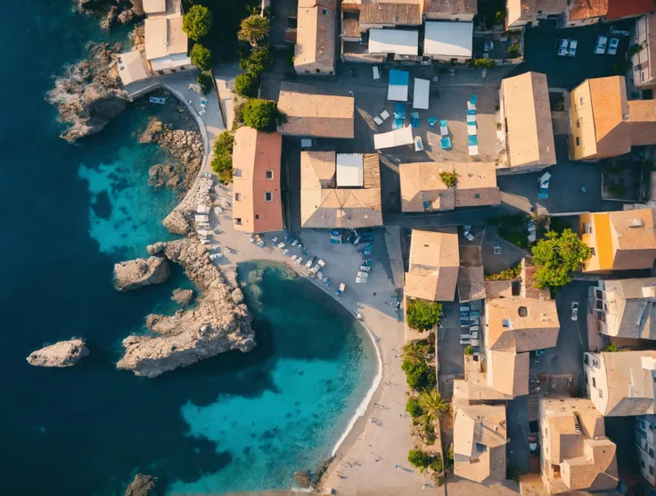 <lora:drone_photo_v1.0_XL:0.8>
cinematic still of a small town by the ocean in the south italy, dramatic light