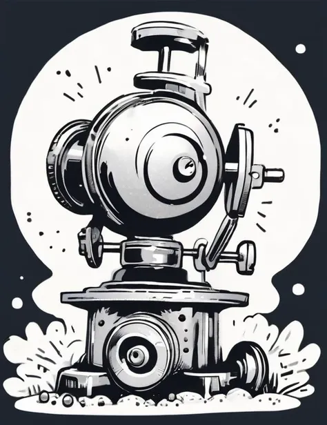 Press Machine, Ball Casters,Cranks, Stippled, Prickly, , 8K, <lora:sdxl_cute_social_comic:0.8> cute comic