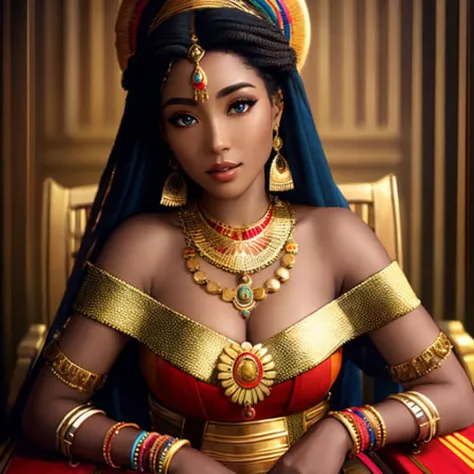 Masterpiece, absurdres,award winning photo, extremely detailed, amazing, fine detail, extremely detailed eyes and face, by lee jeffries nikon d850 film stock photograph 4 kodak portra 400 camera f1.6 lens rich colors hyper realistic lifelike texture dramatic lighting unrealengine trending on artstation cinestill 800 tungsten,

SSAHC, a woman in a colorful tribal dress sitting on a chair , wearing SSAHC, gold necklace,

 <lora:SSAHC:0.8>