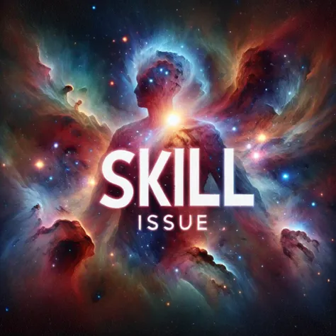 <lora:Harrlogos_v2.0:1> (SKILL ISSUE text logo:1.3), martius_nebula <lora:Cosmic_Nebula_Style:1>