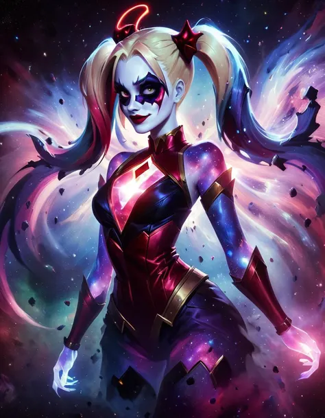 martius_nebula csmicvoid person resembling harley quinn <lora:Cosmic_Nebula_Style:0.8> <lora:cosmicvoidxl:0.8>